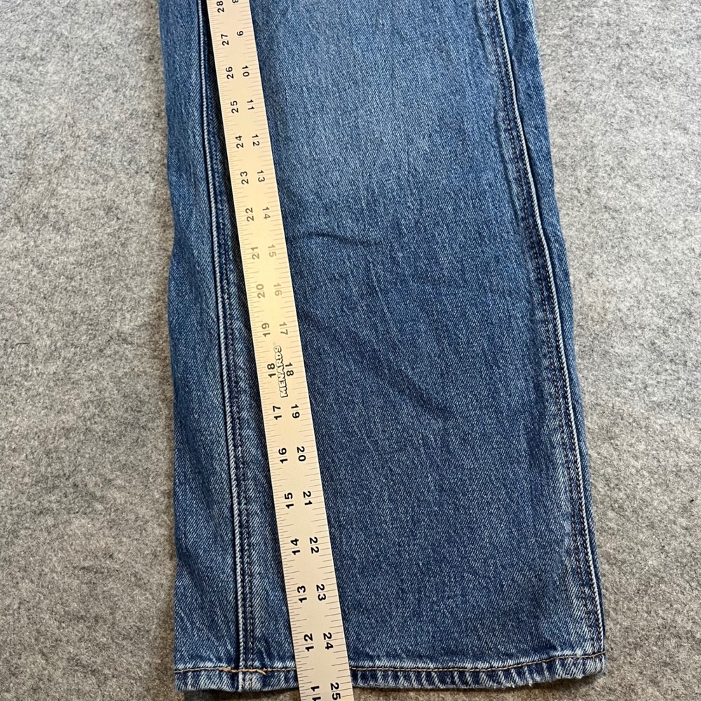 American Eagle Womens Wide Leg Jeans Blue Medium Wash 4 X-Short Stretch Denim - Picture 7 of 8